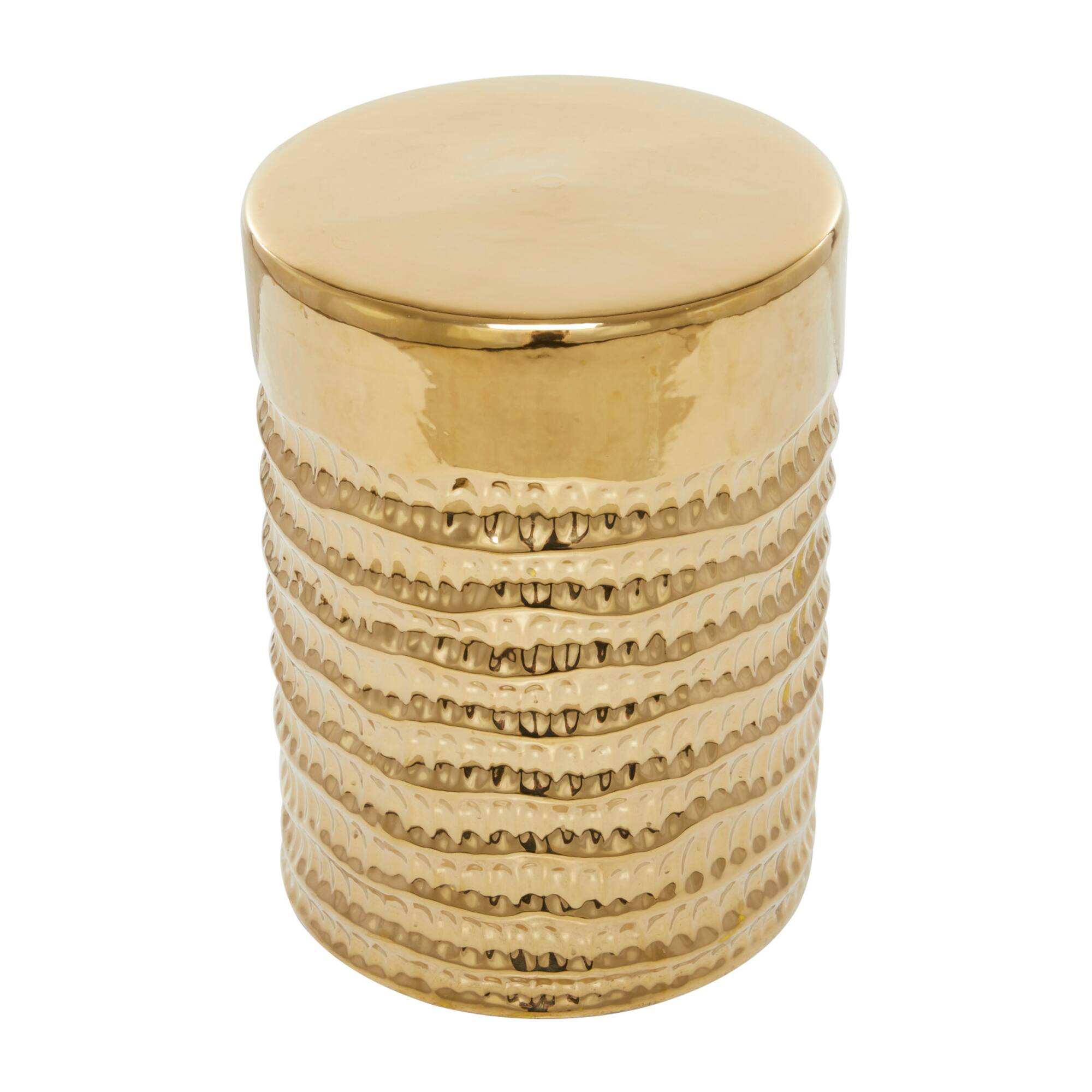 18" Gold Stoneware Glam Accent Table